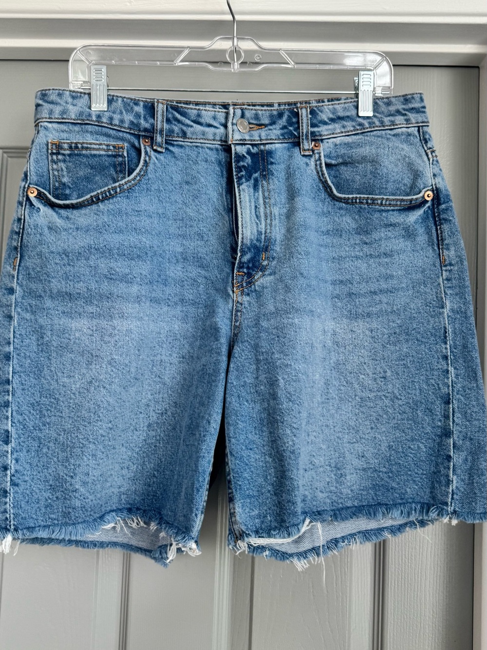 H&M Light Blue High-Rise Denim Cutoff Shorts